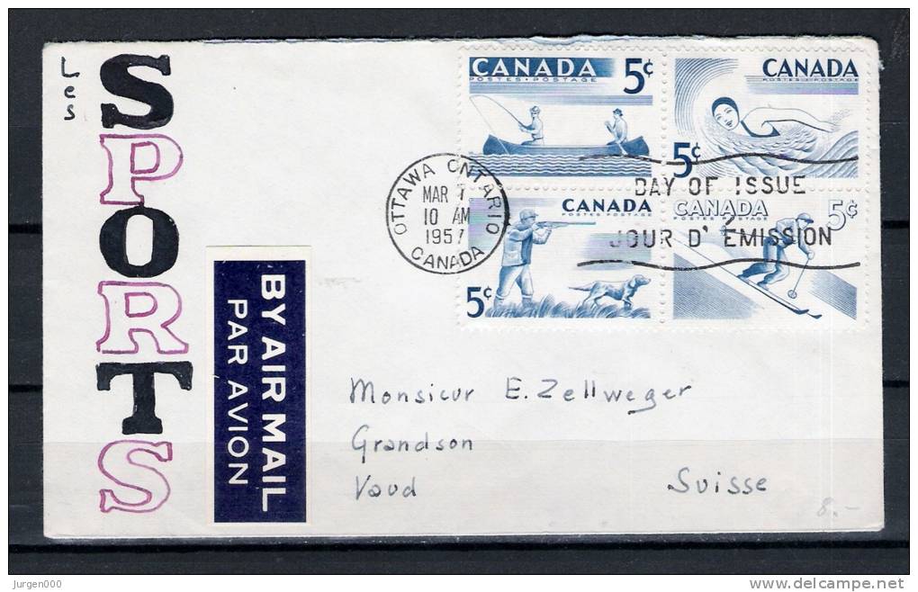 CANADA, 10/03/1957 Day Of Issue Jour D'Emission - OTTAWA ONTARIO (GA1617) - Winter 1956: Cortina D'Ampezzo