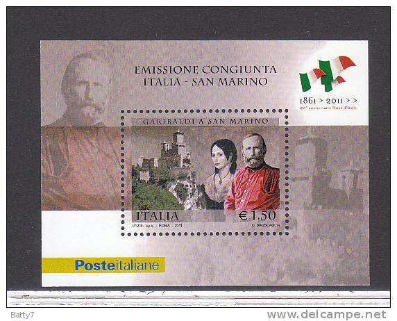 2011 ITALIA 150° ANNIVERSARIO UNITA´ ITALIA  5^ SERIE EMISSIONE CONGIUNTA CON SAN MARINO - BF INTEGRO - Blocks & Kleinbögen