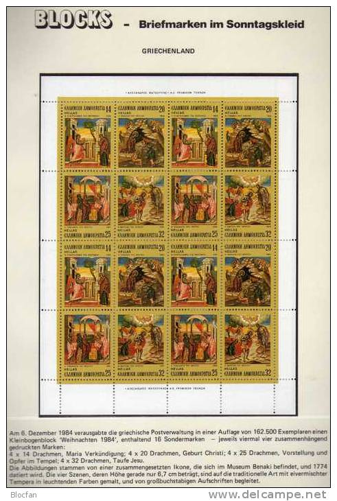 Ikone Weihnachten 1984 Griechenland 1571/4 16-KB I ** 25€ Religiöse Gemälde Bf Art Bloc Christmas Sheet Of Hellas Greece - Blocks & Sheetlets