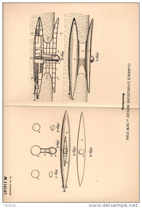 Original Patentschrift - Torpedoboot , U-Boot , 1899 , C. Burger In New York !!! - Bateaux