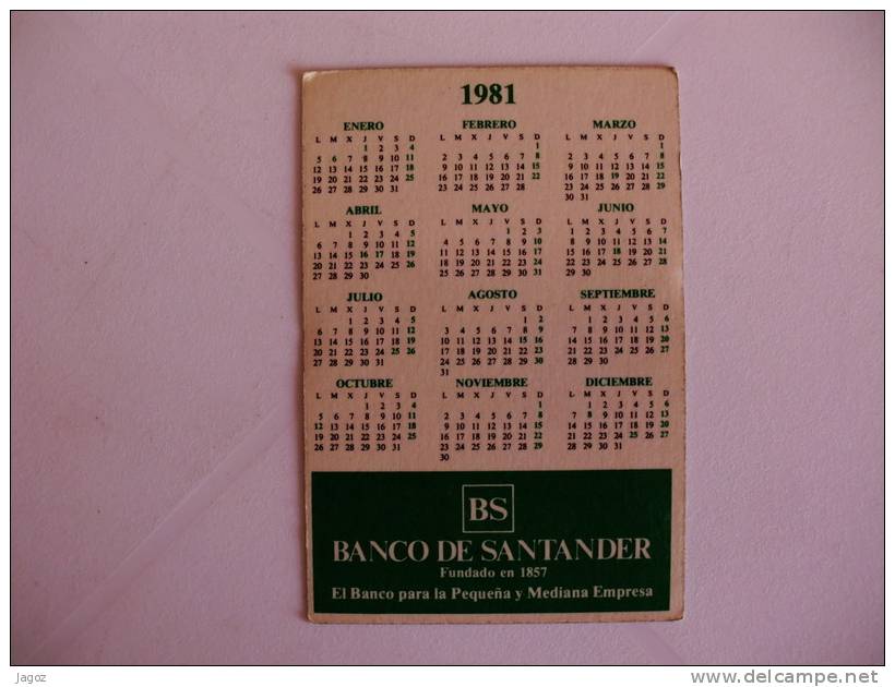 Bank/Banque/Banco De Santander Squirrel Ecureuil Esquilo Spanish Pocket Calendar 1981 - Petit Format : 1981-90