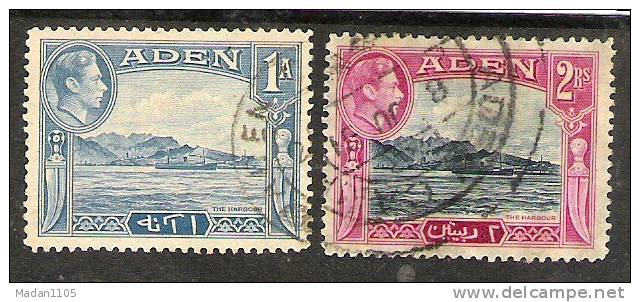 ADEN, 1939., Aden Harbour & Ship, 1a, 2Rs. 2 Stamps, Used. - Aden (1854-1963)