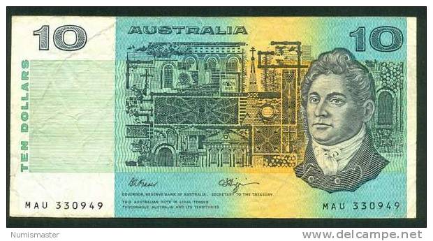 AUSTRALIA , 10 DOLLARS 1990 , P-45f - 1974-94 Australia Reserve Bank