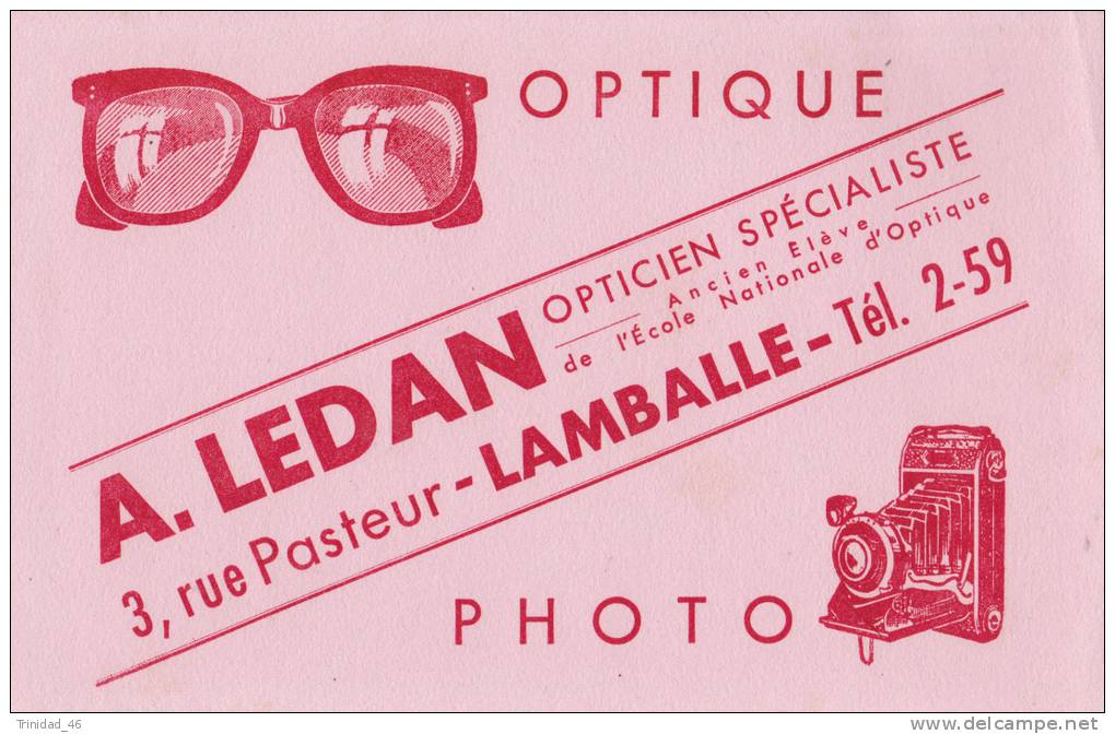 LAMBALLE 22  ( OPTICIEN A LEDAN -  3 RUE PASTEUR )  APAREIL PHOTO  BELLE ILLUSTRATION  TRES BON ETAT  ! ! ! - O