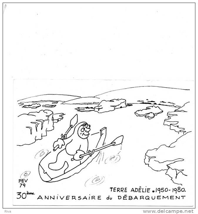 Dessin De PE VICTOR (30° Anniversaire Du Débarquement 1950/1980 ) Terre Adélie. - Oblitérés