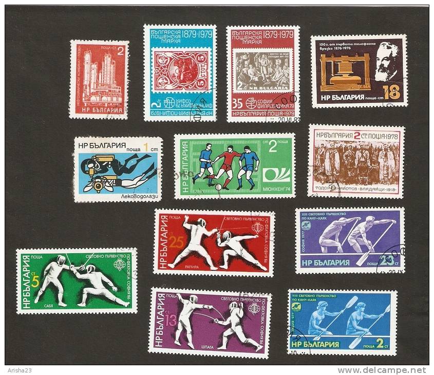 4. Bulgaria, LOT Set Of 12 - 1976 1974 Football 1977 - 1986 Sport 1971 Building 1973 Divers Diving 1978 Sofia 1979 - Used Stamps