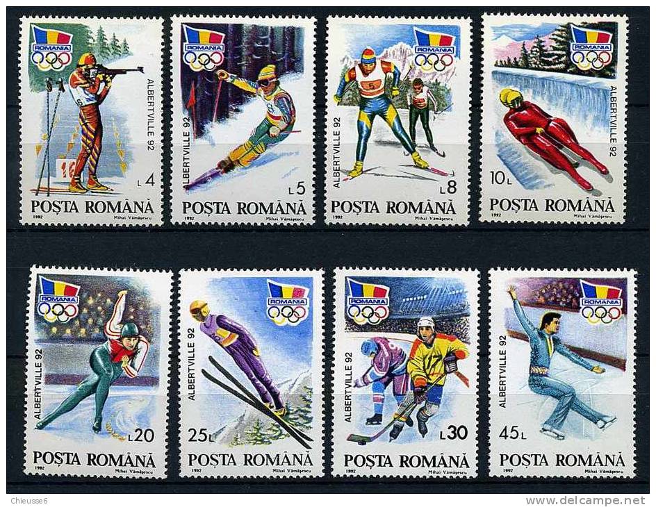 (CL 98 B) Roumanie **  N° 3985A à 3985H - J.O. D'Albertville (biathlon, Ski, Luge, Patinage, Hockey) - Unused Stamps