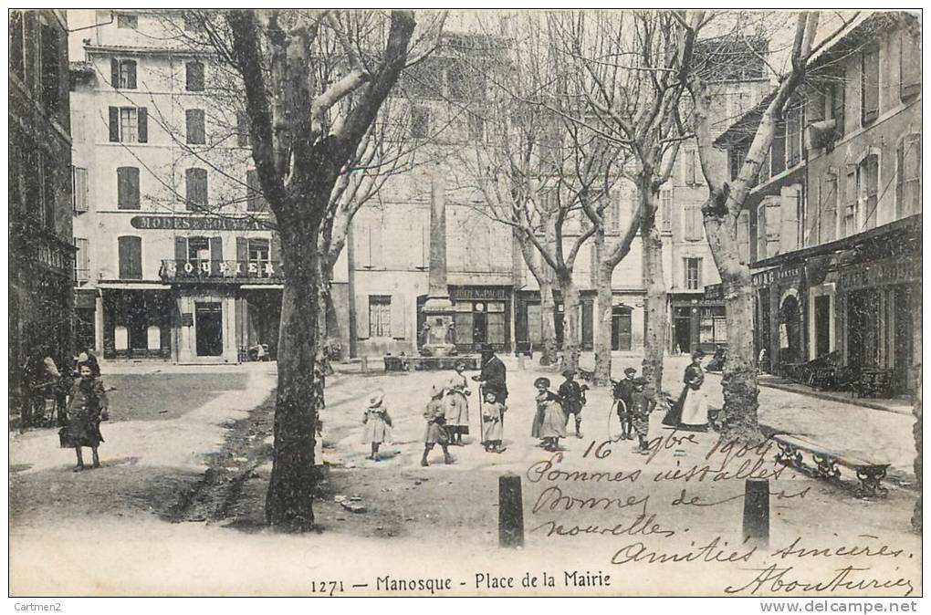 MANOSQUE PLACE DE LA MAIRIE ANIMEE 1900 - Manosque