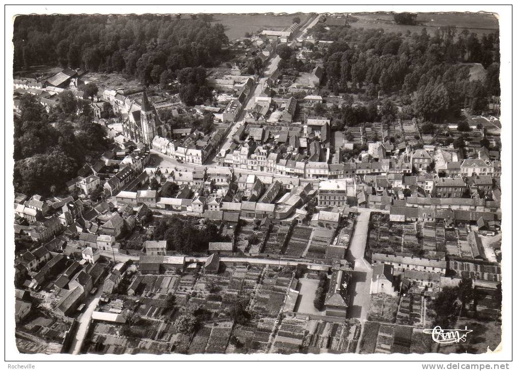 80-CONTY- Vue Générale Aérienne-Cliché Rancurel- Cpsm Noir Et Blanc - Conty