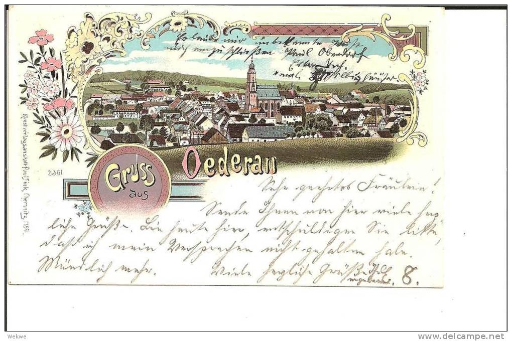 S010 / Gruss Aus-Litho Mit Stadtansicht 1901 - Oederan