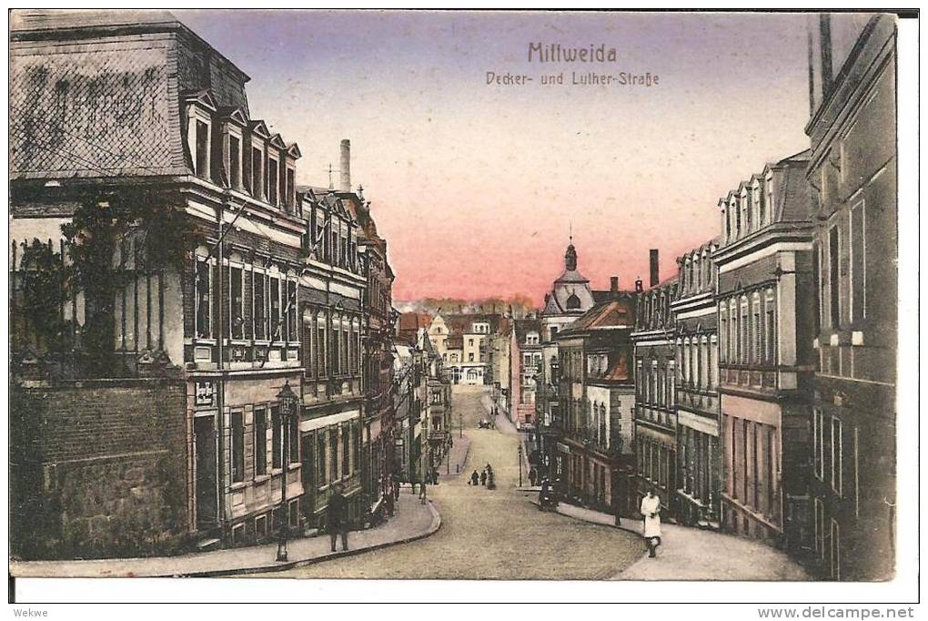 S065 / Strassenansicht 1910, Decker - Und LutherStr. - Mittweida