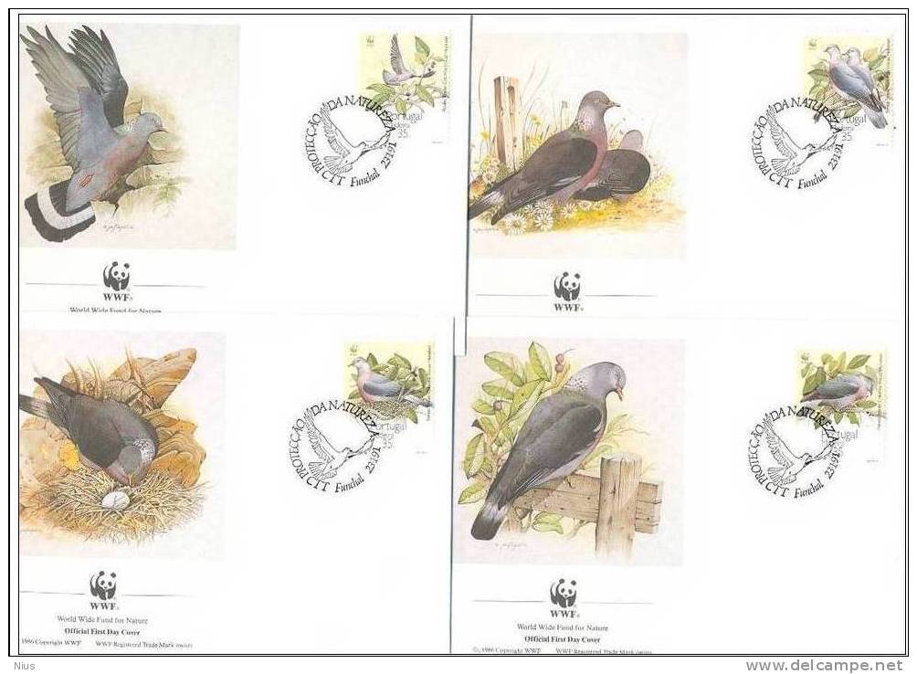 WWF W.W.F. FDC Set Purtugal Madeira Pigeon Bird 1991 Birds Fauna - FDC