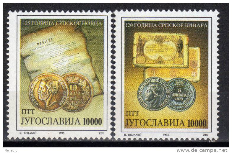 Yugoslavia,125 Years Of Serbian Coins 1993.,MNH - Unused Stamps