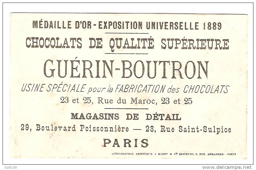 Chromo Dorée Chocolat Guérin Boutron J. Minot Jeannot Talisman Enfant Garçon Noir Serviteur Sabre Boisson A24-28 - Guérin-Boutron