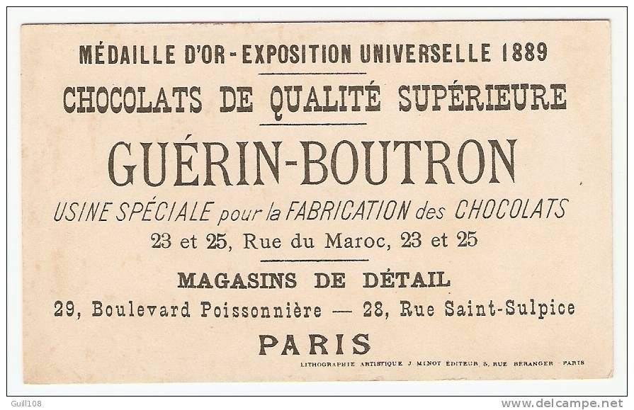 Chromo Chocolat Guérin Boutron J. Minot Prosper Costume Uniforme Garde National Gendarme Militaria Sabre épée A24-29 - Guérin-Boutron