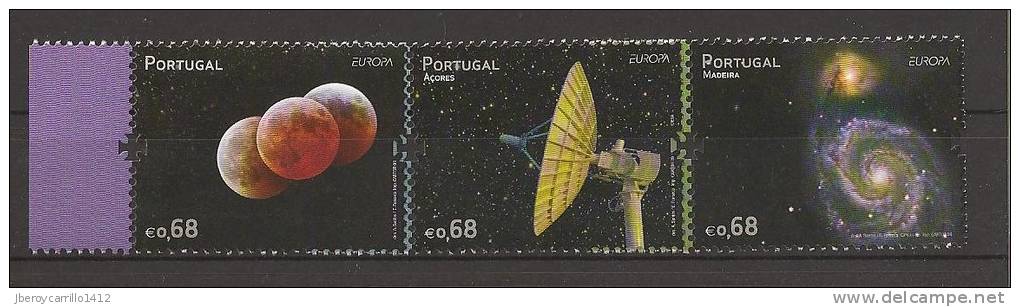 PORTUGAL - AZORES - MADEIRA  - EUROPA 2009  - TEMA  "ASTRONOMIA" - TRES SERIES De 1 V. C/u.  - DENTADAS  (PERFORATED) - 2009