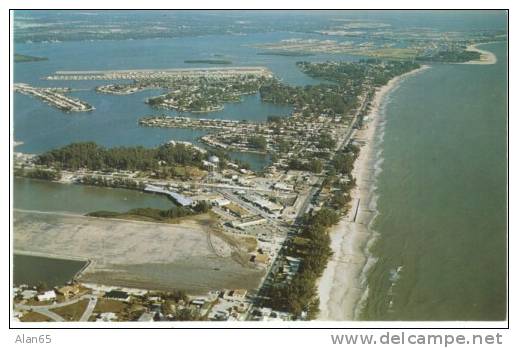 St. Petersburg FL Florida, Madeira Beach Aerial View, John's Pass Into Boca Ciega Bay, C1960s Vintage Postcard - St Petersburg