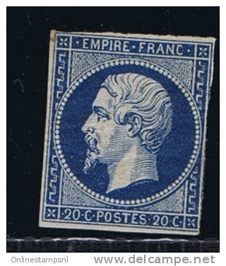 France, 1852 Yv 14Atype I  Mi 13, Bleu Foncé, Has A Fold, Neuf Avec ( Ou Trace De) Charniere / MH - 1853-1860 Napoleon III