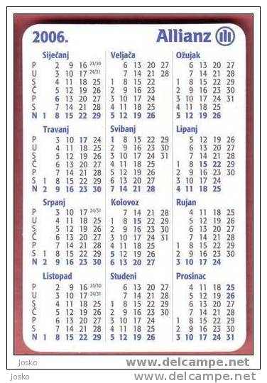 ALLIANZ INSURANCE ( Croatia Small Calendar ) Assurance Seguro Versicherung Assicurazione Verzekering Petit Calendrier - Formato Piccolo : 2001-...