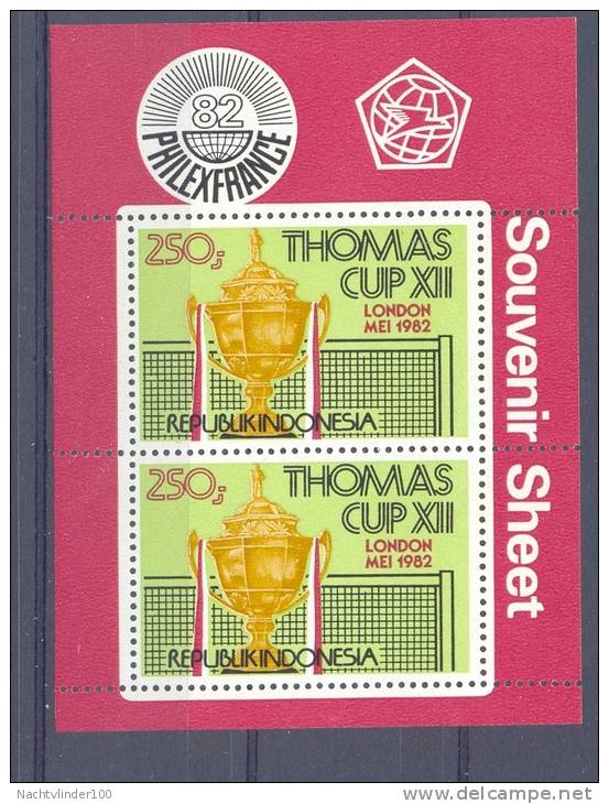 Mgm1112 THOMAS CUP BADMINTON SHEET INDONESIA 1982 PF/MNH - Badminton