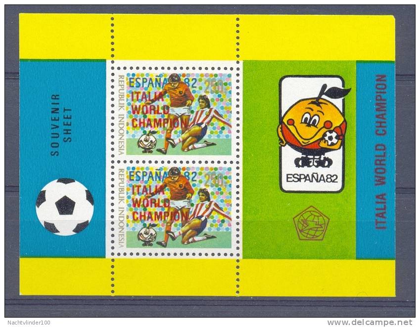 Mgm1124 VOETBAL SOCCER WORLD CHAMPIONSHIP FOOTBALL WK RED ** OPDRUK  OVERPRINT ** INDONESIA 1982 PF/MNH - 1982 – Espagne