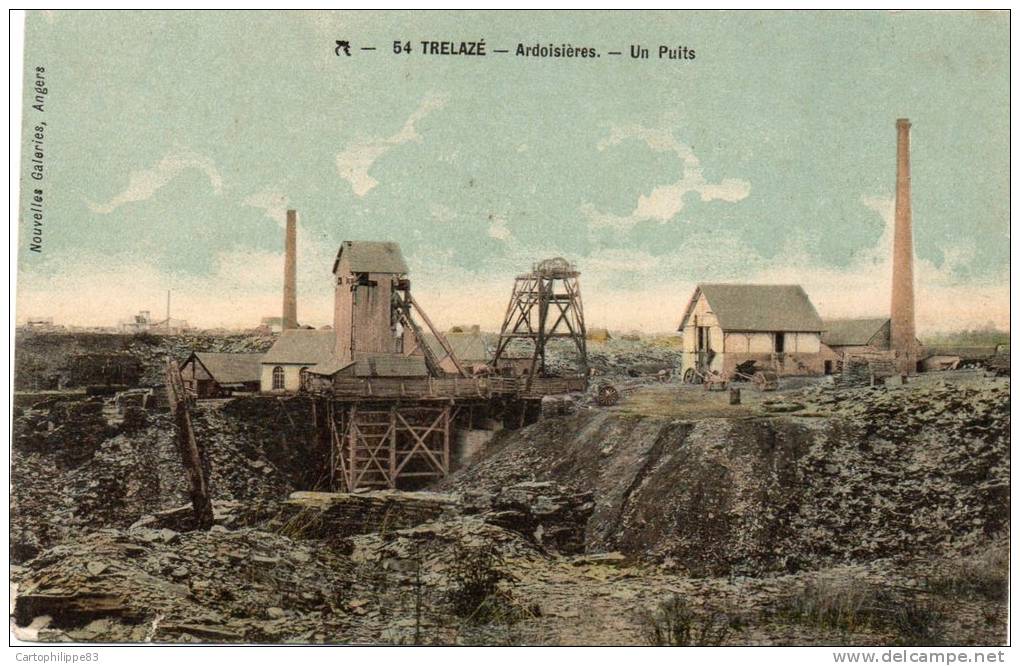 TRELAZÉ ENVIRONS D'ANGERS CARRIERES D'ARDOISES ARDOISIERES UN PUITS - Autres & Non Classés