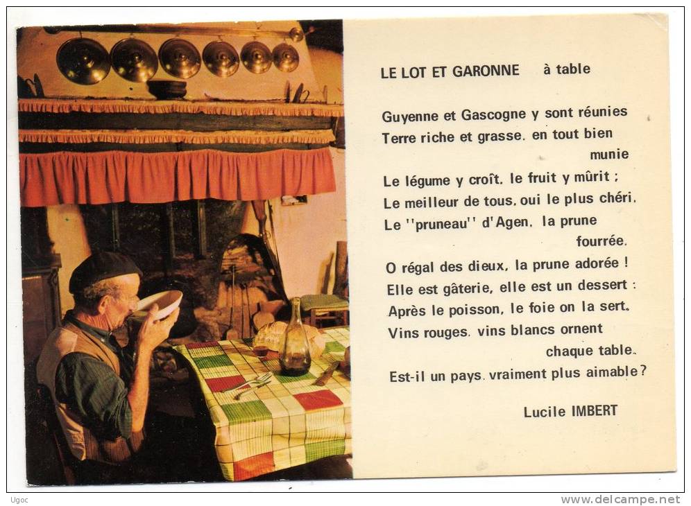 CPSM - 47 - LE LOT ET GARONNE à Table - Poème De Lucile IMBERT  - 295 - Autres & Non Classés