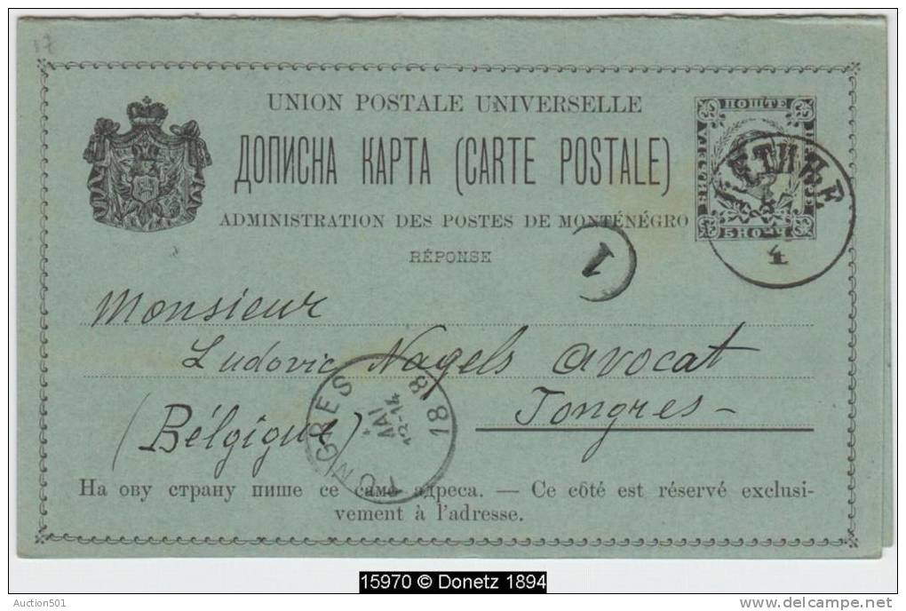 15970 To BELGIUM Montenegro Postal Stationery Card Wtih Reply Used In 1898 - Montenegro