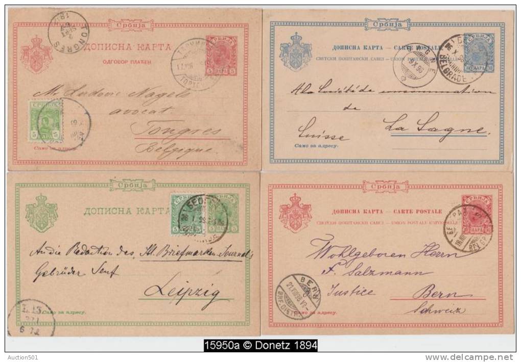 15950 Serbie Lot De 12 Entiers Postaux 1891 Postal Stationery Oblitérés Used - Serbie