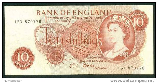 GREAT BRITAIN , 10 SHILLINGS (1966-70) , P-373c - 10 Schilling