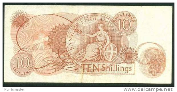 GREAT BRITAIN , 10 SHILLINGS (1966-70) , P-373c - 10 Schillings