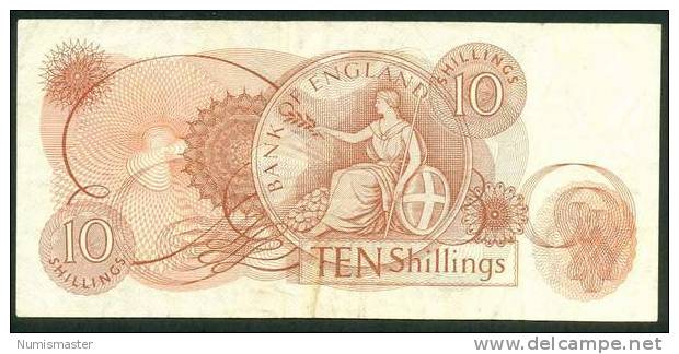 GREAT BRITAIN , 10 SHILLINGS (1966-70) , P-373c - 10 Shillings