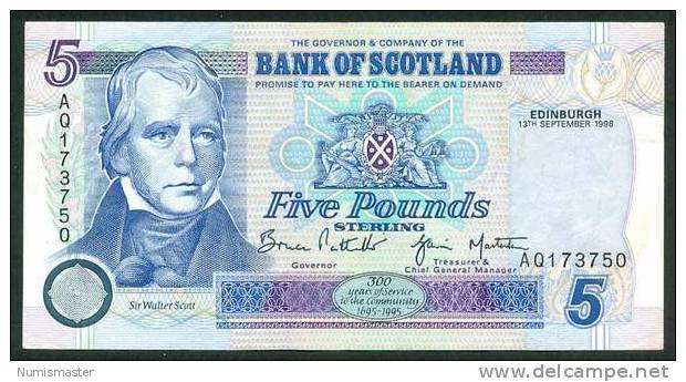 SCOTLAND , 5 POUNDS 13.9.1996 . P-119b - 5 Pounds