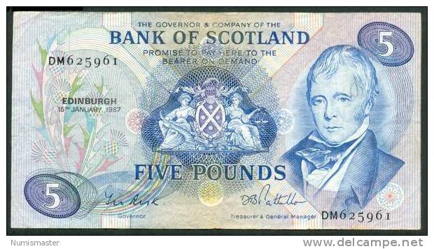 SCOTLAND , 5 POUNDS 16.1.1987 . P-112e - 5 Pounds