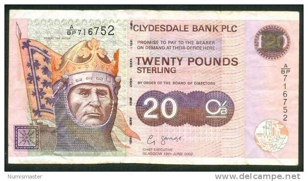 SCOTLAND , 20 POUNDS 19.6.2002 . P-228c - 10 Pounds