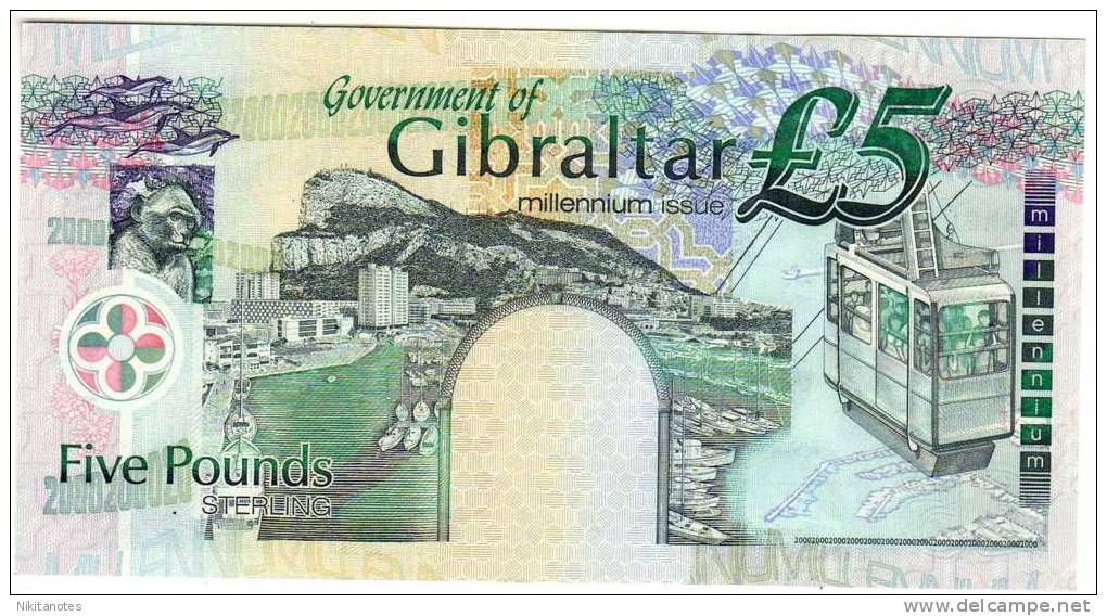 GIBRALTAR 5 POUND 2000MILLENIUM ISSUE LOW SERIAL  UNC ! Pk 29 - Gibilterra