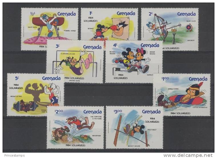 Grenada (1984) Yv. 1111/19  /  Olympic Games Los Angeles - Gymnastics - Boxing - Weightlifting - Disney