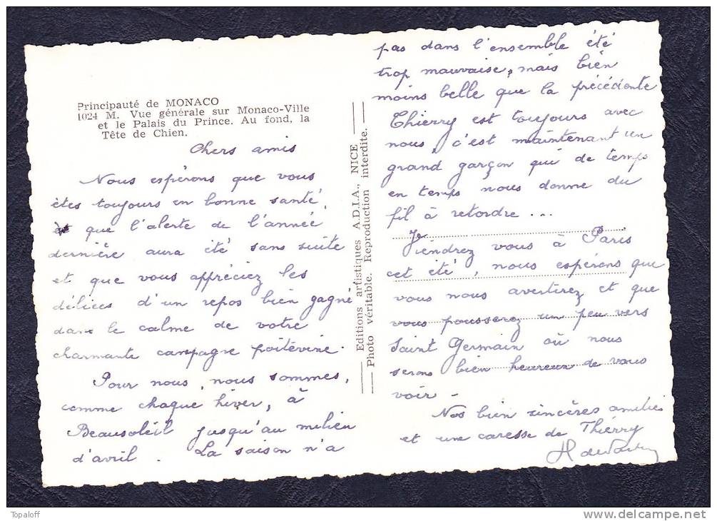 Principauté De MONACO  1024  Vue Générale Sur Monaco-ville Et Le Palais Du Prince Au Fond La Tête De Chien - Prince's Palace