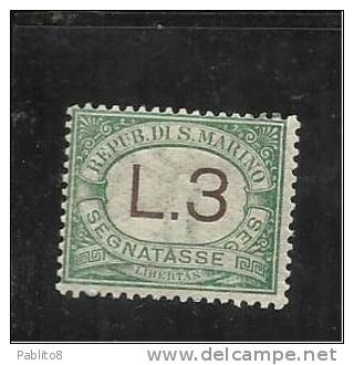 REPUBBLICA DI SAN MARINO 1924 SEGNATASSE POSTAGE DUE TASSE TAXE LIRE  3 MNH BEN CENTRATO - Postage Due