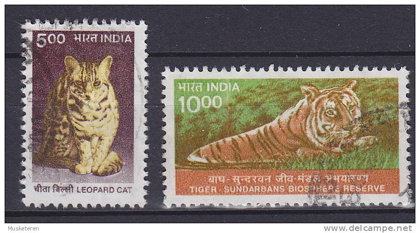 ## India 2000 Mi. 1759-60 Indisches Naturerbe Bengalkatze Bengal Cat & Tiger Complete Set !! - Oblitérés