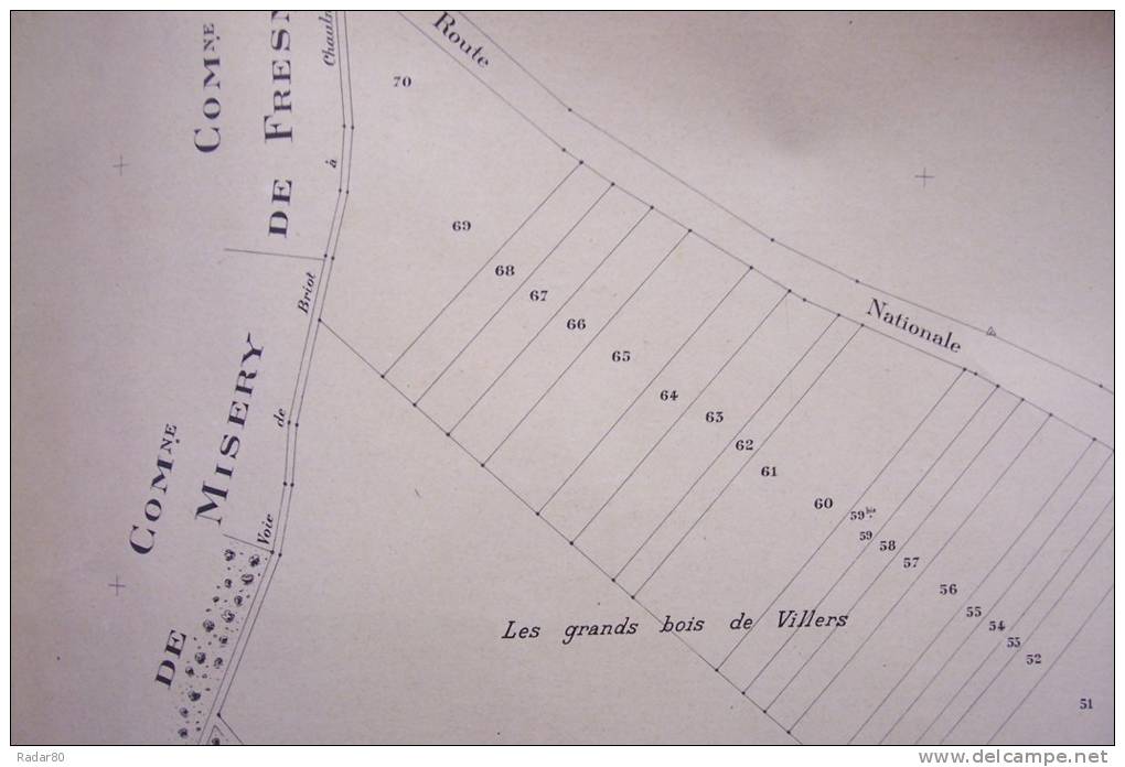 VILLERS-CARBONNEL.(somme) Section Y.ancienne Section B 1ère Feuille,remembrée En 1921.Mr RIGAUX Géomètre. - Topographische Kaarten