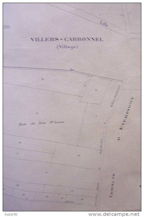 VILLERS-CARBONNEL.(somme) section Y.ancienne section B 1ère feuille,remembrée en 1921.Mr RIGAUX géomètre.