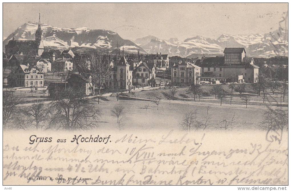 HOCHDORF  - SUISSE SCHWEIZ SVIZZERA-GRUSS AUS HOCHDORF   VG 1903  BELLA FOTO D´EPOCA ORIGINALE 100% - Hochdorf