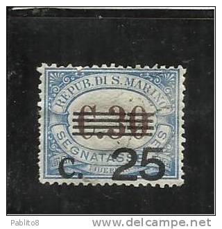 REPUBBLICA DI SAN MARINO 1936 - 1939 SEGNATASSE SOPRASTAMPATO OVERPRINTED CENT. 25 SU 30c MNH BEN CENTRATO - Impuestos