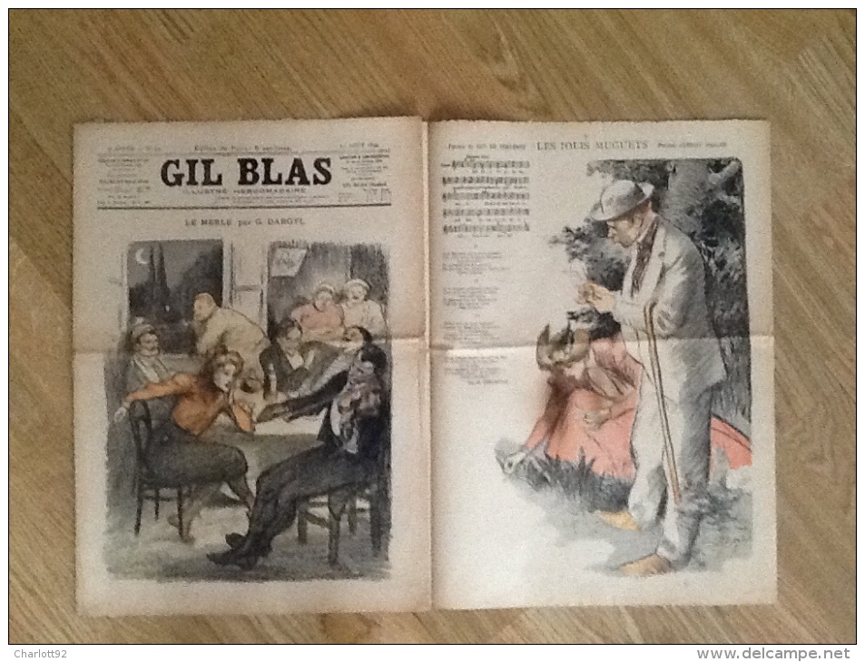 GIL BLAS Original  LE MERLE PAR G DARGYL LA CHANSON LES JOLIS MUGUETS - Magazines - Before 1900
