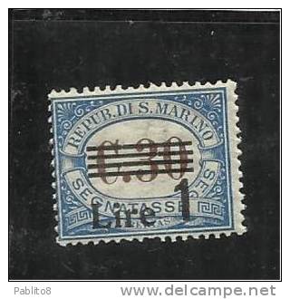 REPUBBLICA DI SAN MARINO 1936 - 1939 SEGNATASSE SOPRASTAMPATI OVERPRINTED LIRE 1 SU 30c MNH  DISCRETA CENTRATURA - Postage Due