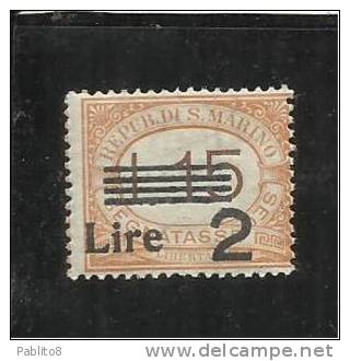 SAN MARINO 1936 - 1939 SEGNATASSE SOPRASTAMPATI OVERPRINTED LIRE 2 SU 15 MNH - Timbres-taxe