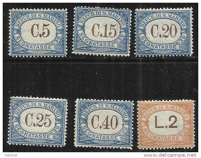 SAN MARINO 1939 SEGNATASSE CARATTERI MODIFICATI SERIE COMPLETA MNH BEN CENTRATA - Timbres-taxe