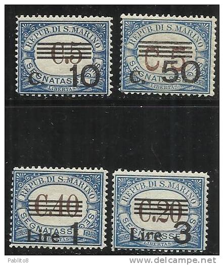 SAN MARINO 1940 SEGNATASSE SOPRASTAMPATI OVERPRINTED SERIE COMPLETA MNH BEN CENTRATA - Impuestos