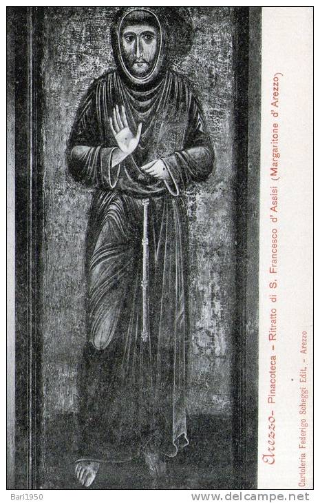 Cartolina  D´epoca  "Arezzo - Pinacoteca - Ritratto Di S.Francesco D'Assisi ( Margaritone D'Arezzo)" - Arezzo